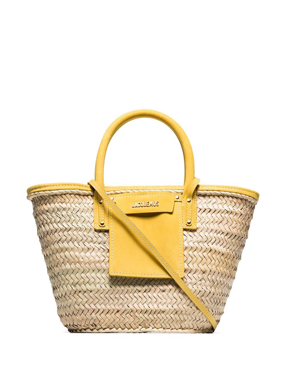 Jacquemus Le Panier Soleil Raffia Tote Bag in Yellow Lyst
