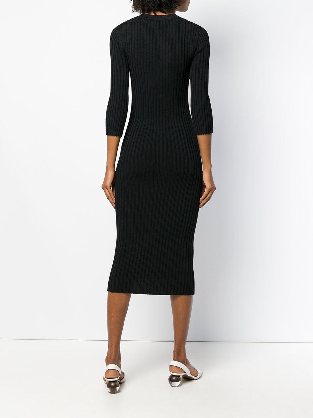 JOSEPH Cotton Ribbed Knit Sweater Dress in Black Lyst