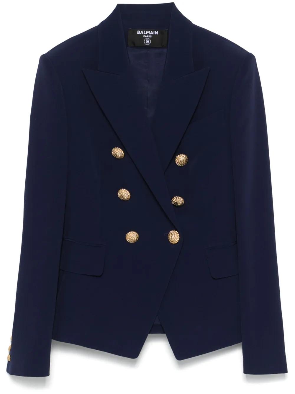 Balmain Crepe Blazer in Blue Lyst UK