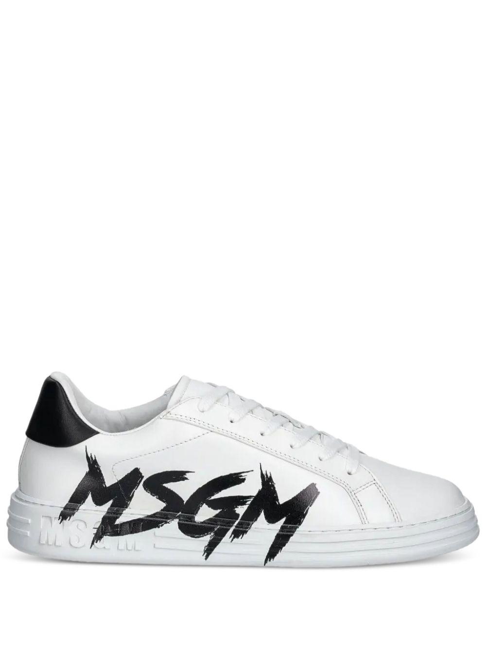 MSGM メンズ ホワイト ロゴ スニーカー スニーカー