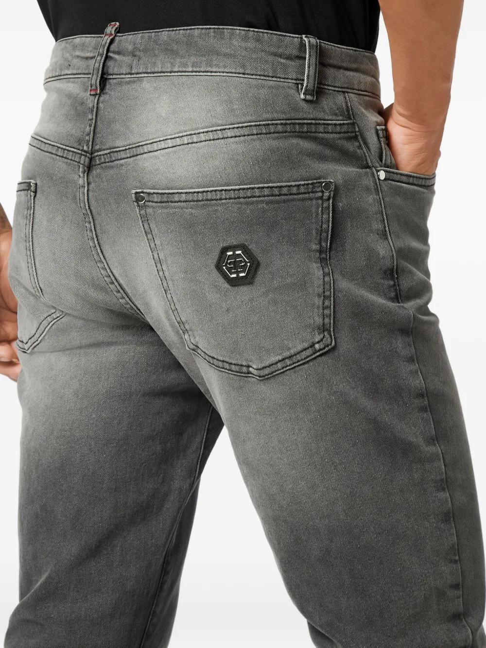 Philipp Plein Supreme Fit Logo-Plaque Jeans in Grey for Men Lyst UK