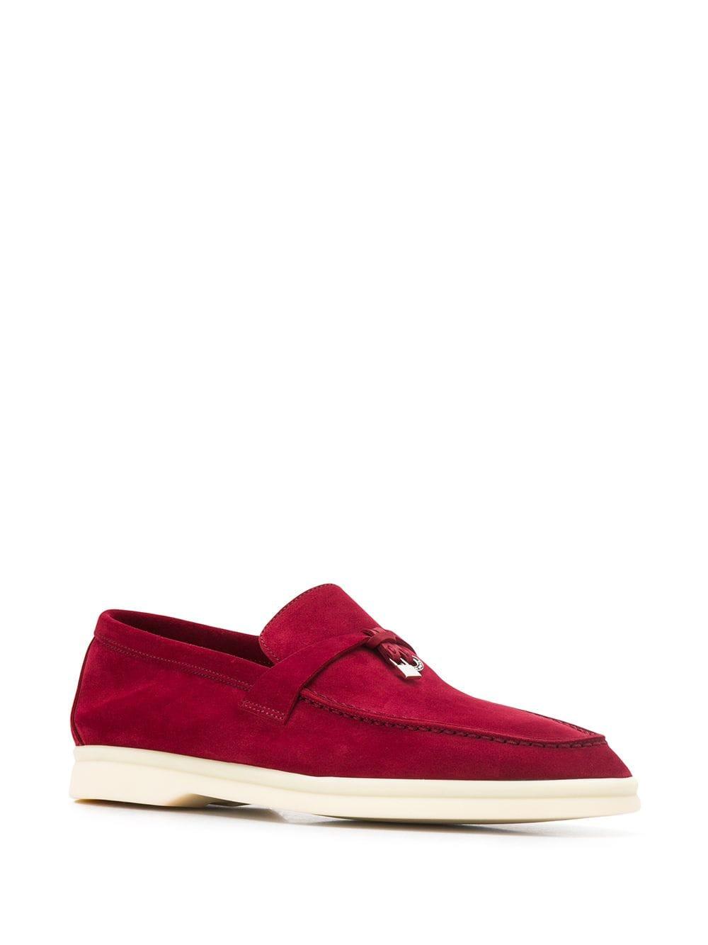 Loro Piana Rubber Slip On Loafers in Red - Lyst