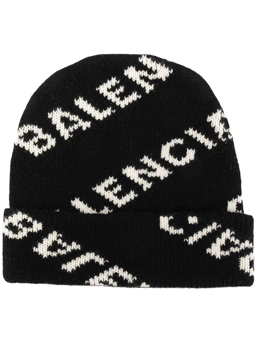 Balenciaga Wool Black All Over Logo 