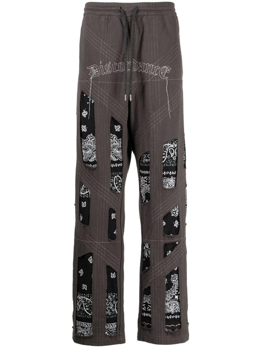 Children of the discordance Embroidered Cotton Track Pants in Gray