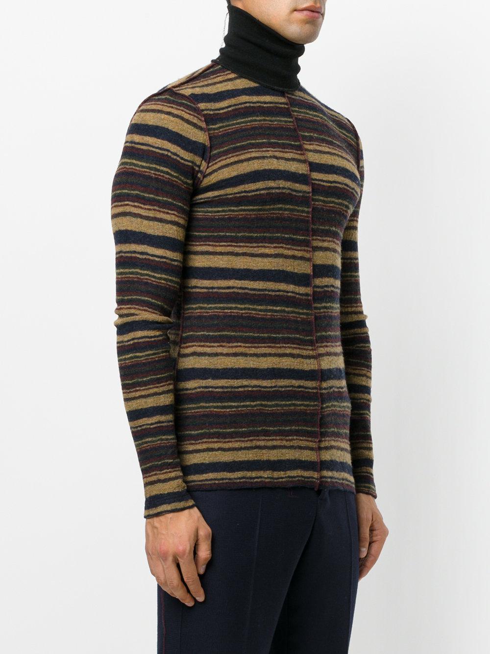 Maison margiela Striped Fitted Roll-neck Sweater in Brown for Men ...