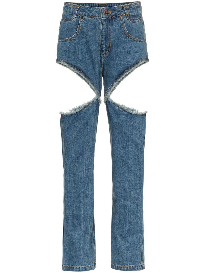 Telfar High Waisted Cutout Jeans in Blue | Lyst