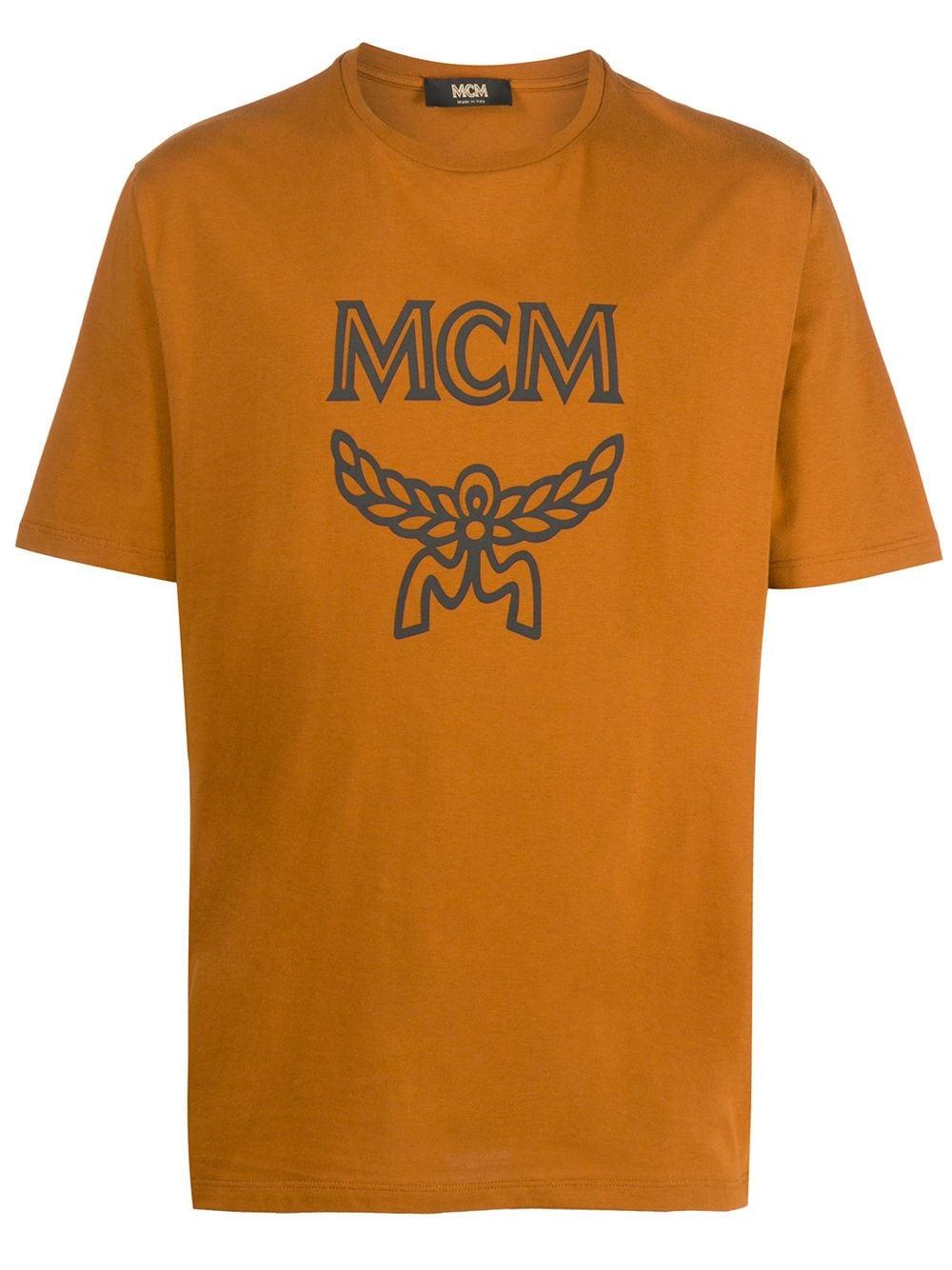 MCM Cotton Logo-print T-shirt in Orange for Men - Lyst