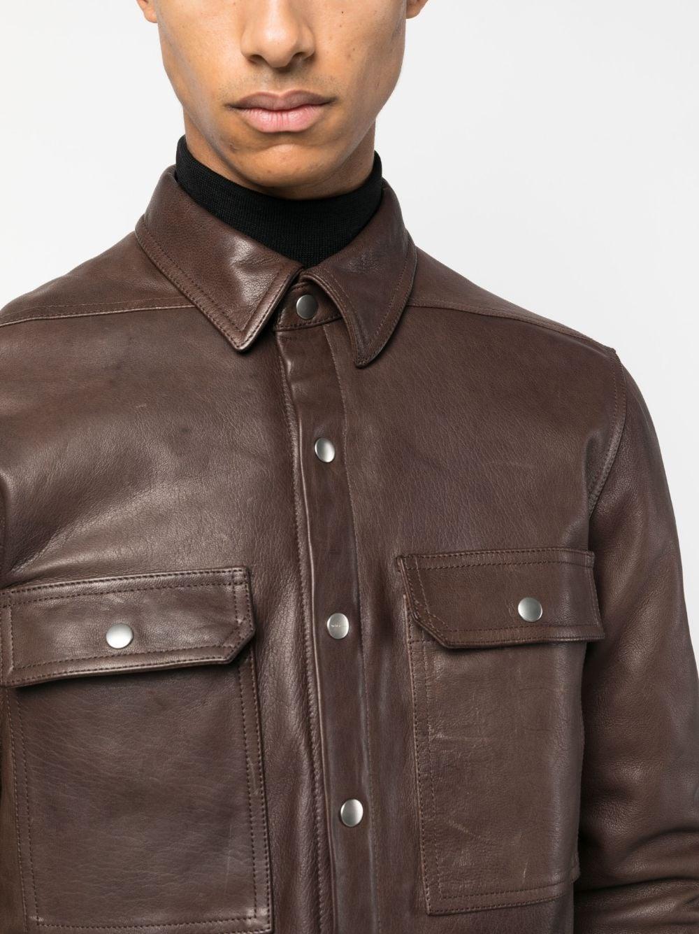 Rick Owens Luxor Leather Shirt Jacket in Brown for Men | Lyst