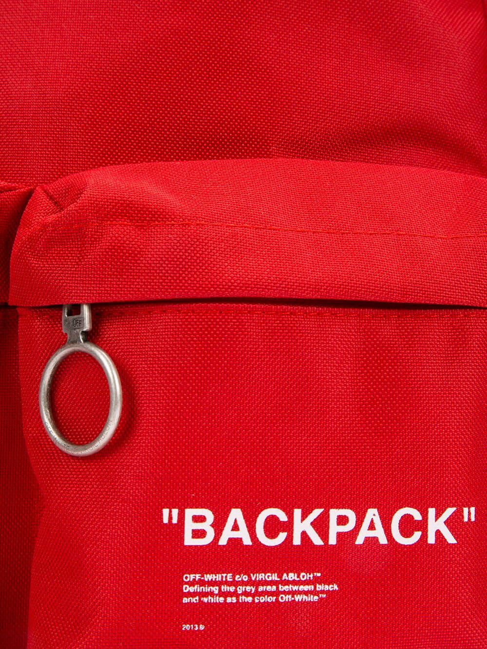 off white red quote backpack