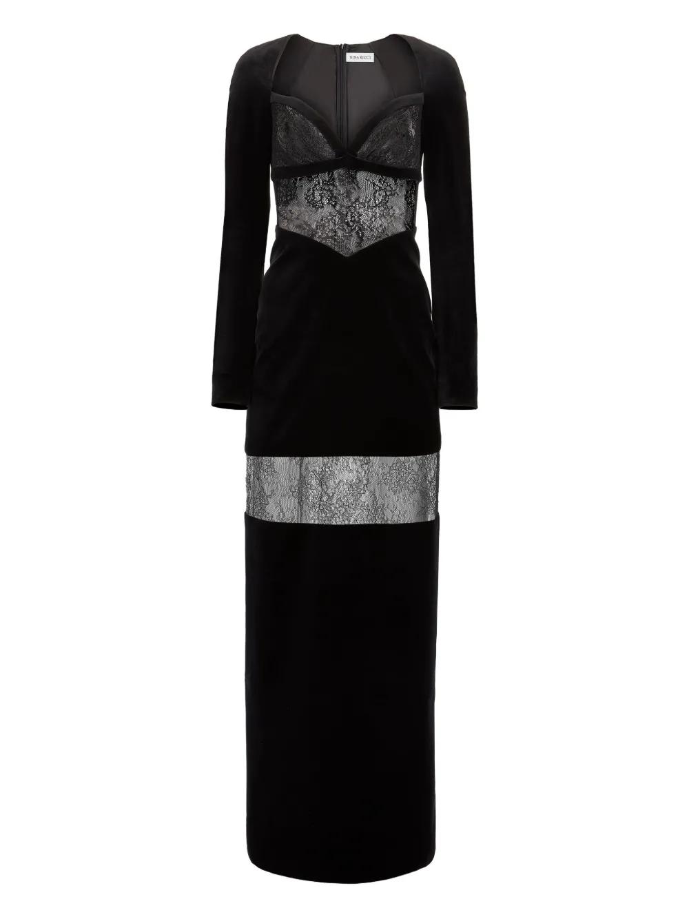 ワンピース NINA RICCI LONG DRESS WITH LACE INSERT Nina Ricci Long dress lace insert | The Fashion Square