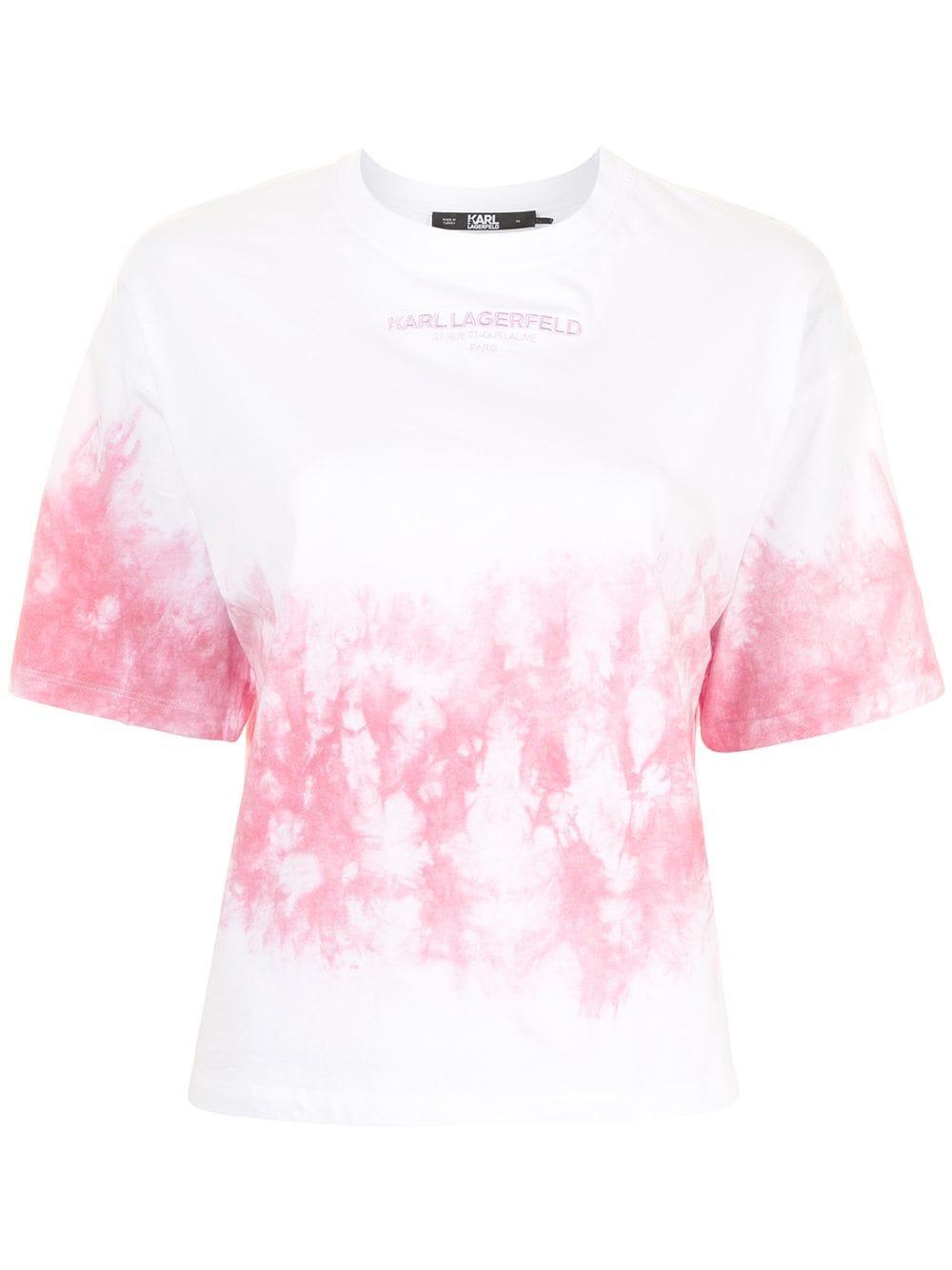 Karl Lagerfeld Baumwolle T-Shirt mit Batikmuster in Pink - Lyst