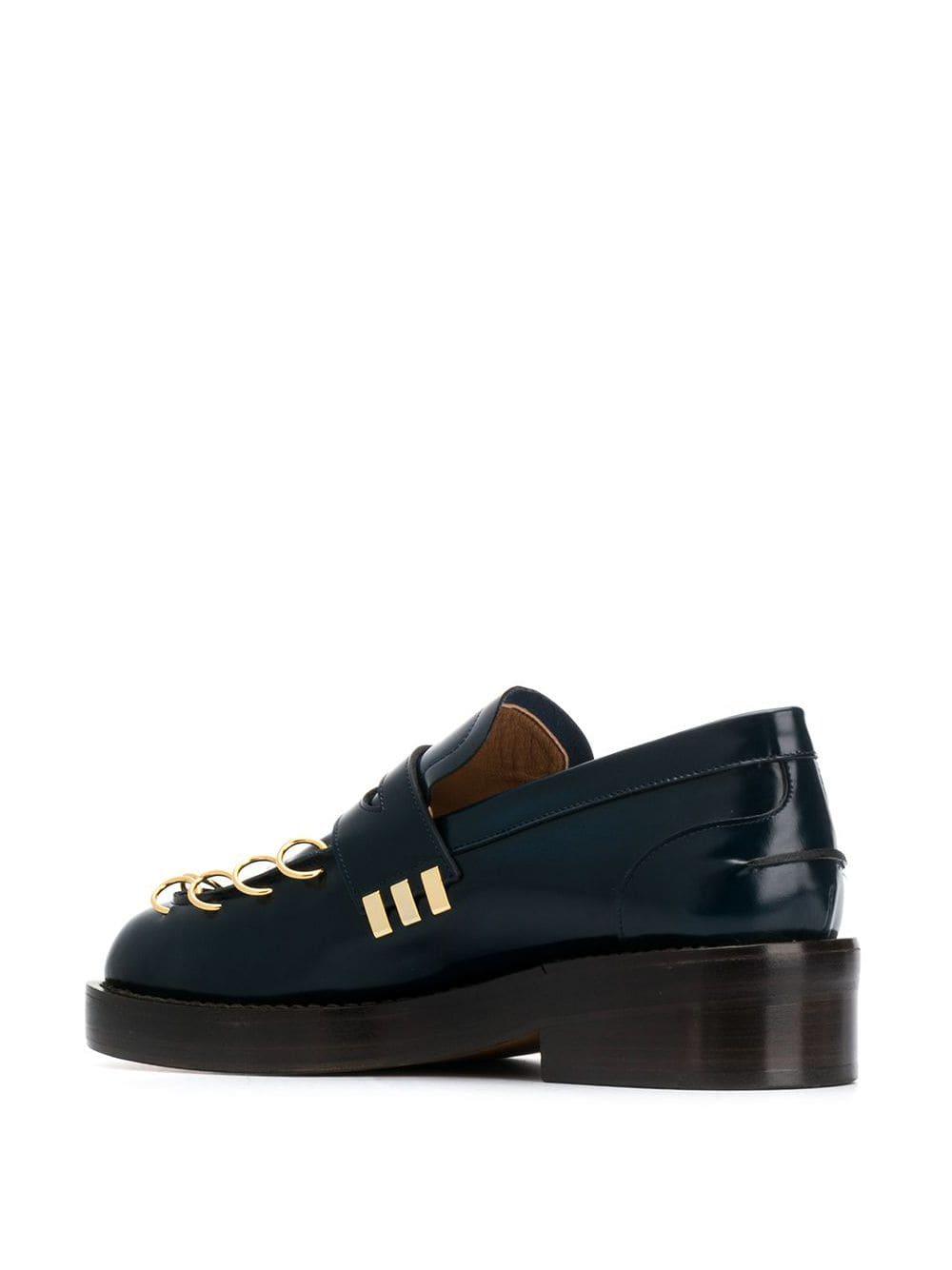 Marni Pierced Thick Sole Loafers in Blue | Lyst