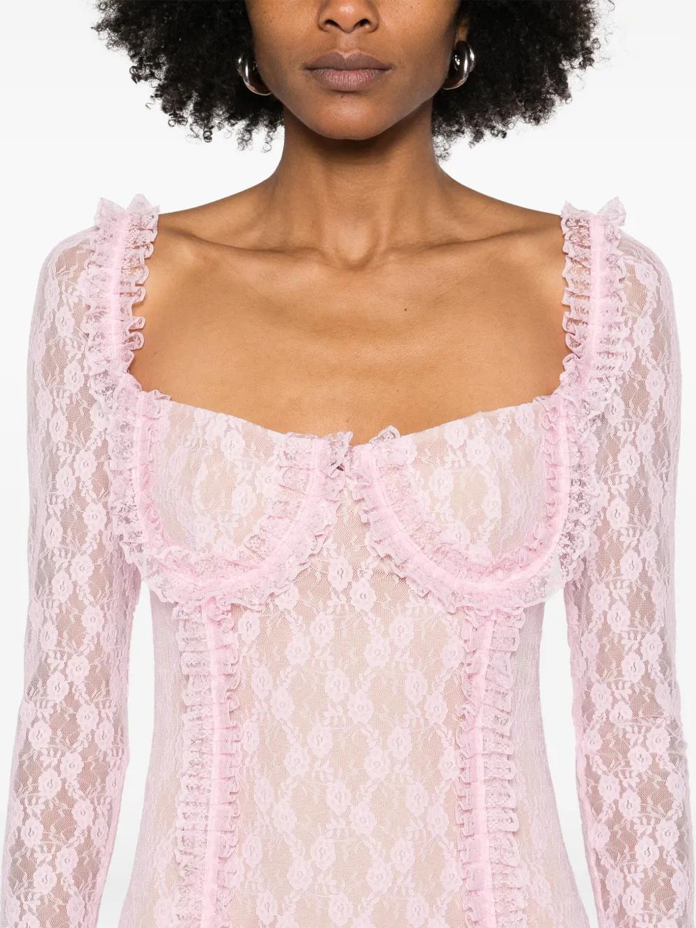 Self-Portrait X Christopher Kane Lace Ruffle Midi Dress in Pink | Lyst  Canada