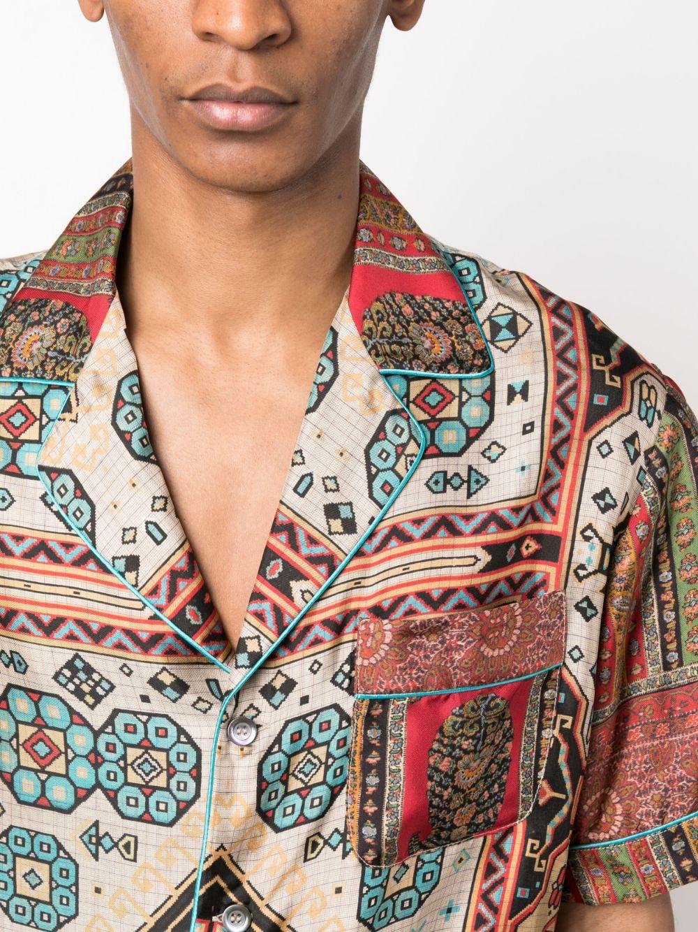 Pierre Louis Mascia Baroque-pattern Short-sleeve Silk Shirt in Natural for  Men
