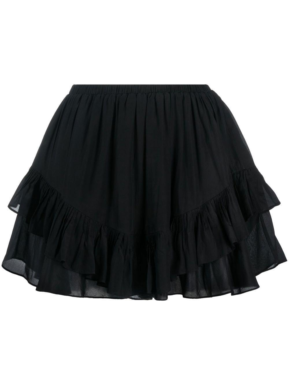IRO Ruffle-hem Silk Short Skirt in Black | Lyst