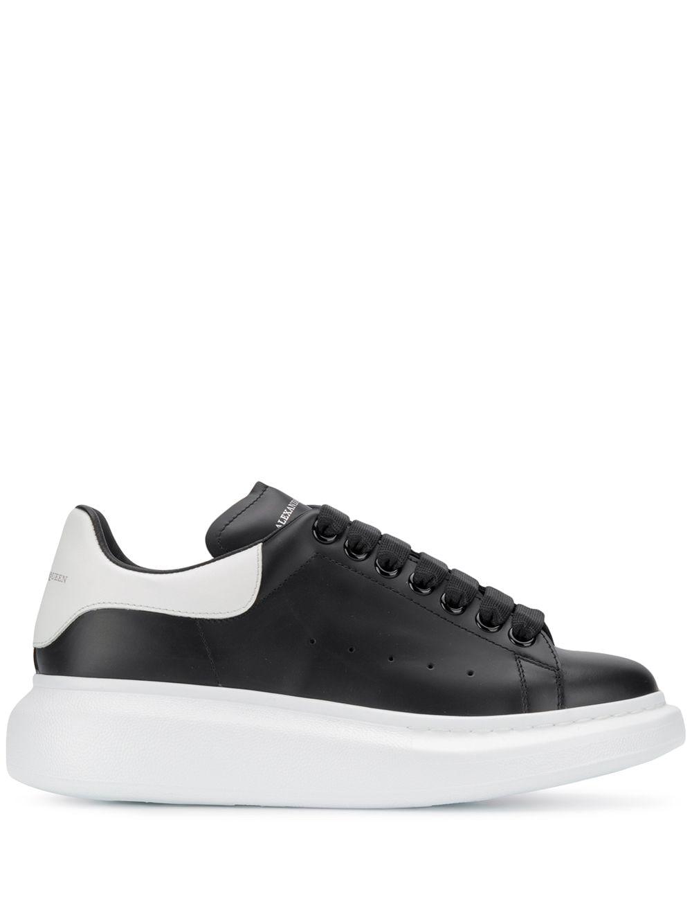 Alexander McQueen Mens Black And White Show Leather Platform Trainers ...