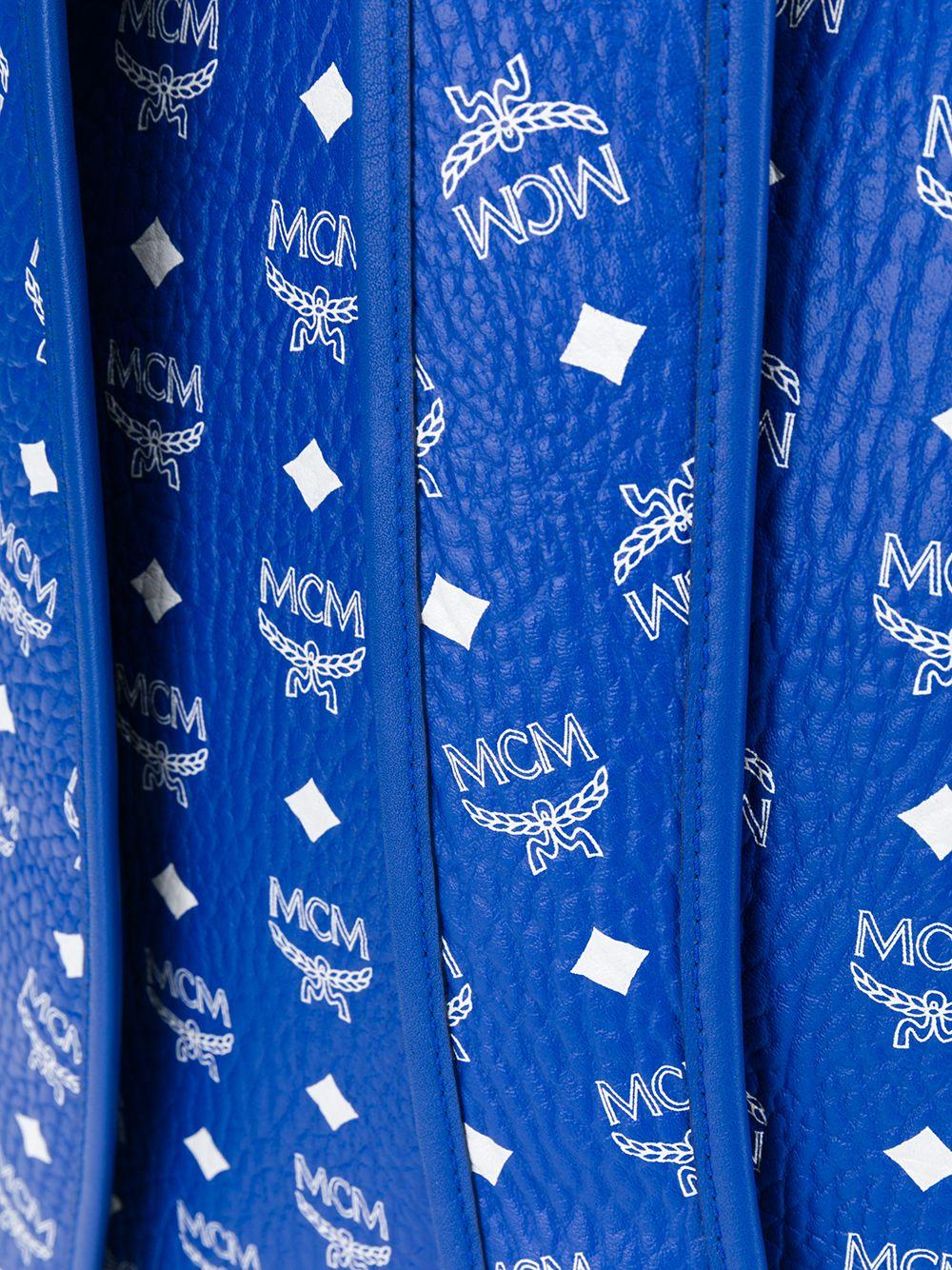 MCM Stark Monogram Leather Backpack in Blue for Men