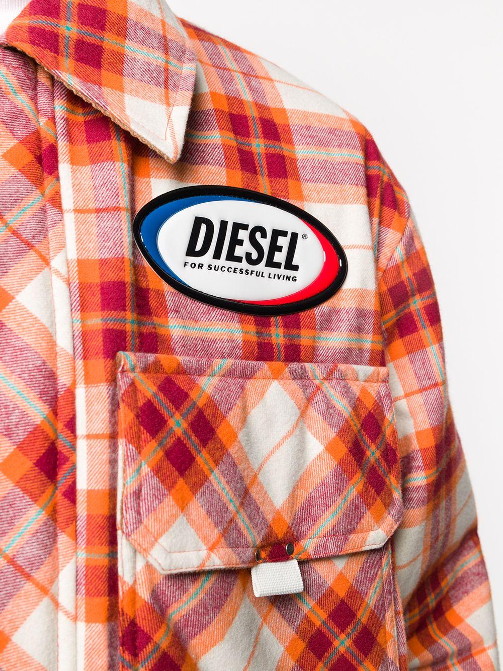 DIESEL Cotton Logo-patch Plaid Shirt 