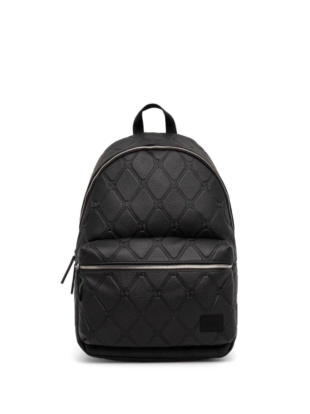 BOSS - イタリアングレインレザー バックパック エンボスロゴ BOSS - イタリアングレインレザー バックパック エンボスロゴ