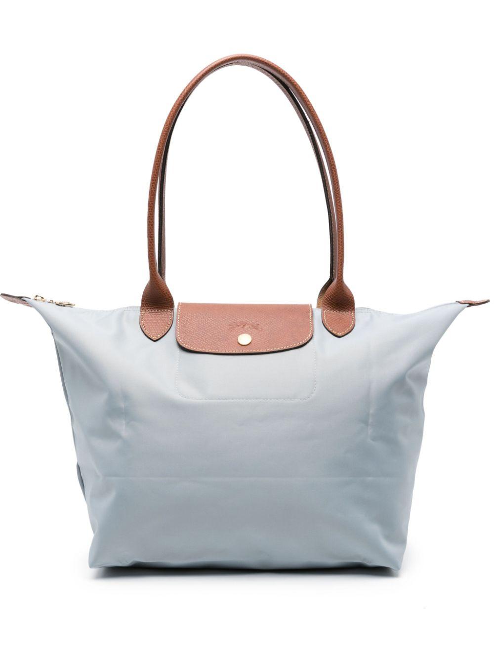 Longchamp Large Le Pliage Coated-Finish Tote Bag in Grey