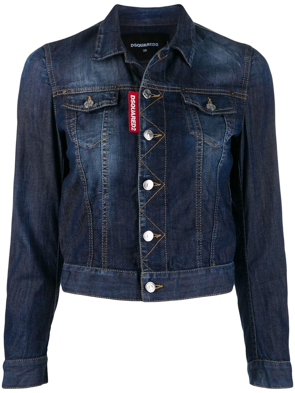 DSquared² Cropped Denim Jacket in Blue - Lyst