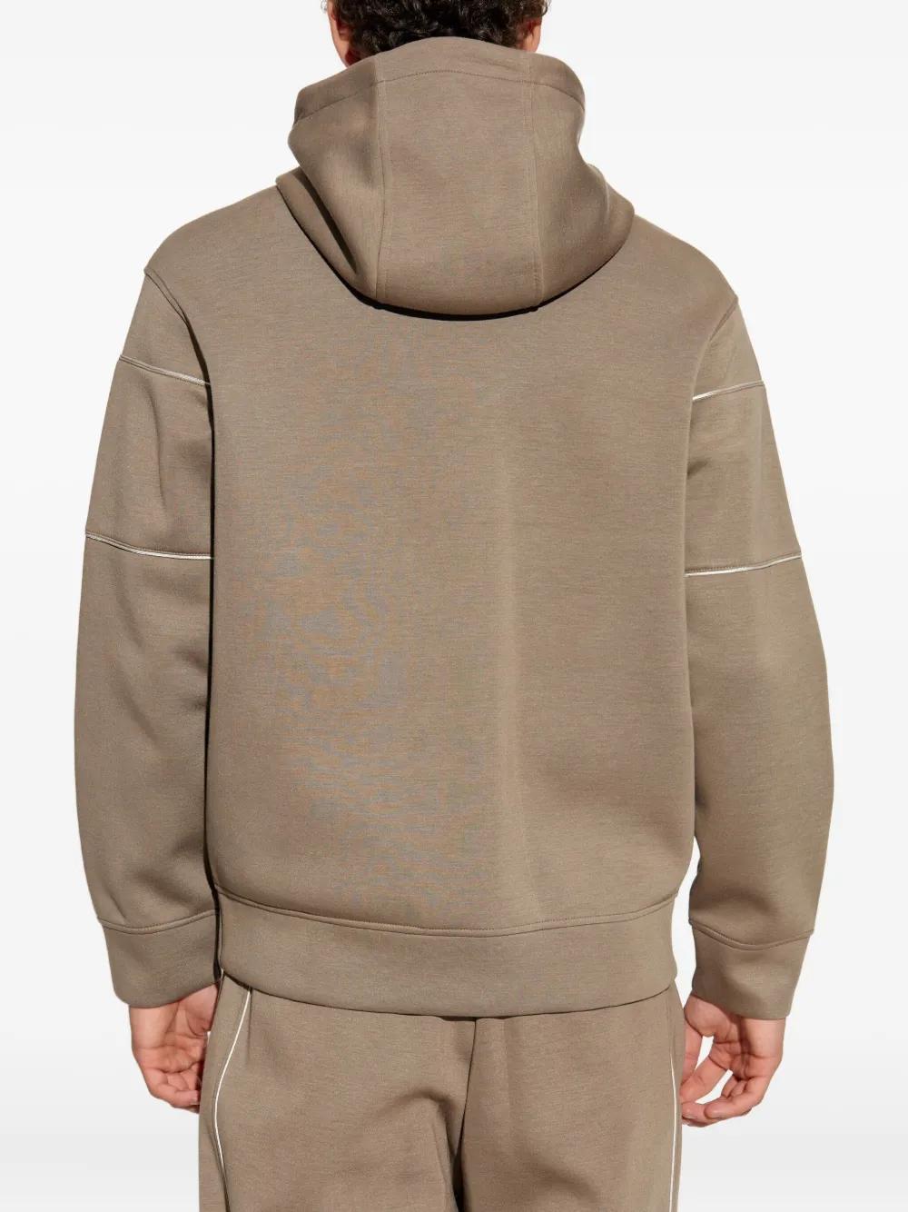 【EMPORIO ARMANI】 ★ Men's Big Eagle Logo Hoodie ★ Brown Armani Exchange Men's Cotton Fleece Tonal Eagle Logo Full