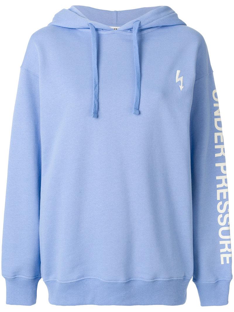 Essentiel Antwerp Cotton Slogan Hooded Sweatshirt in Blue - Lyst