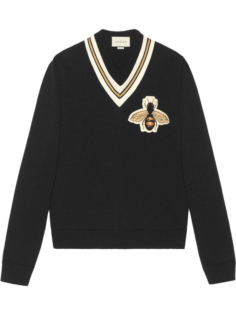 Jersey con aplique de abeja Gucci de Lana de color Negro para hombre | Lyst