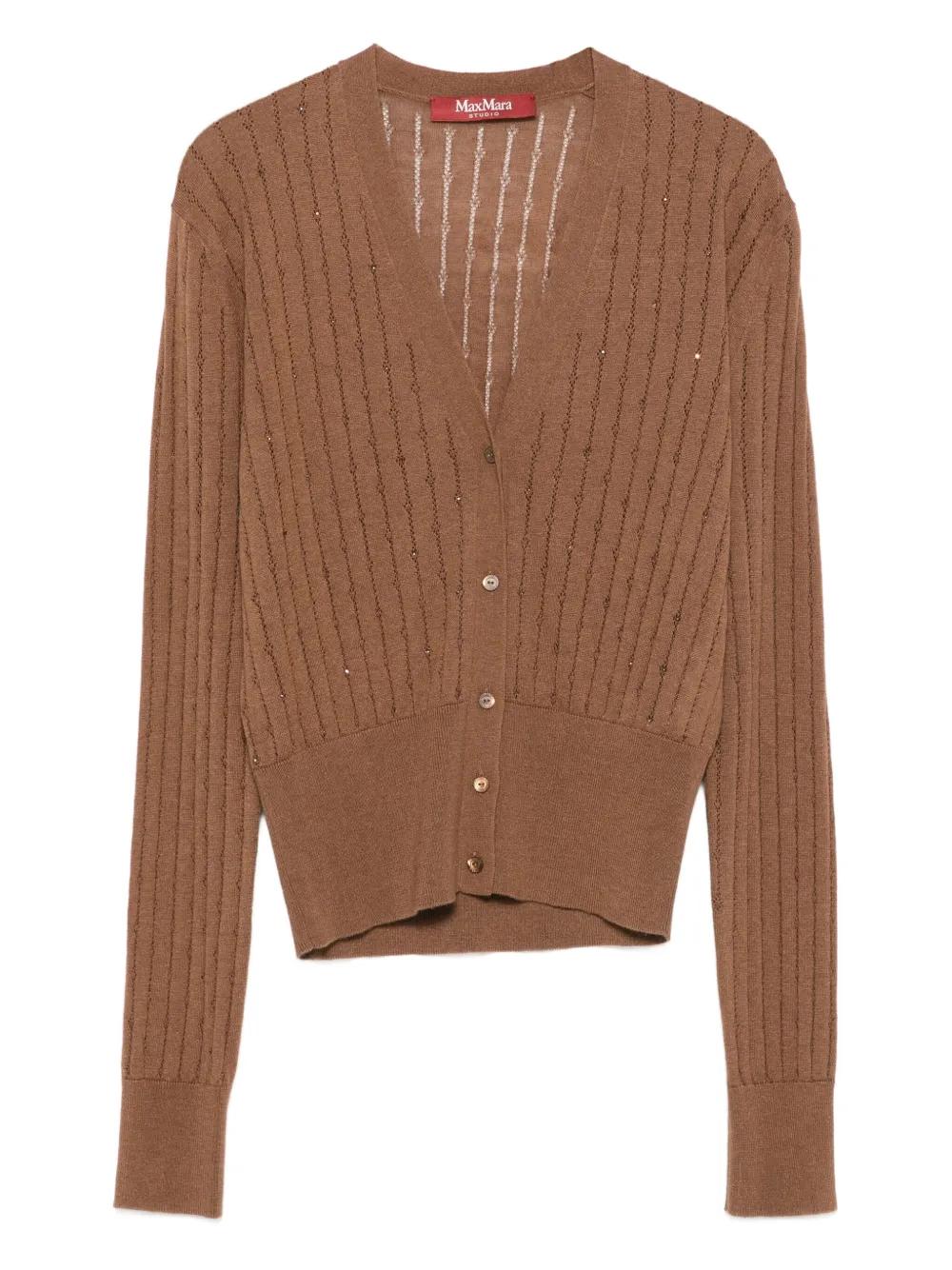アウターその他 MAX MARA MIRCO CARDIGAN Mirco sequined wool and cashmere cardigan in brown - Max