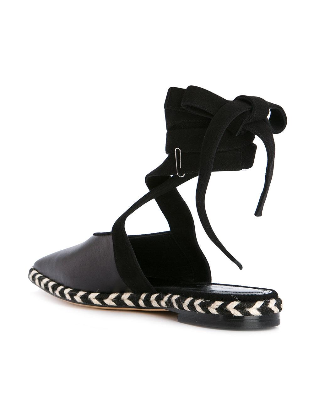 JW Anderson Leather Wrap Around Mules in Black - Lyst
