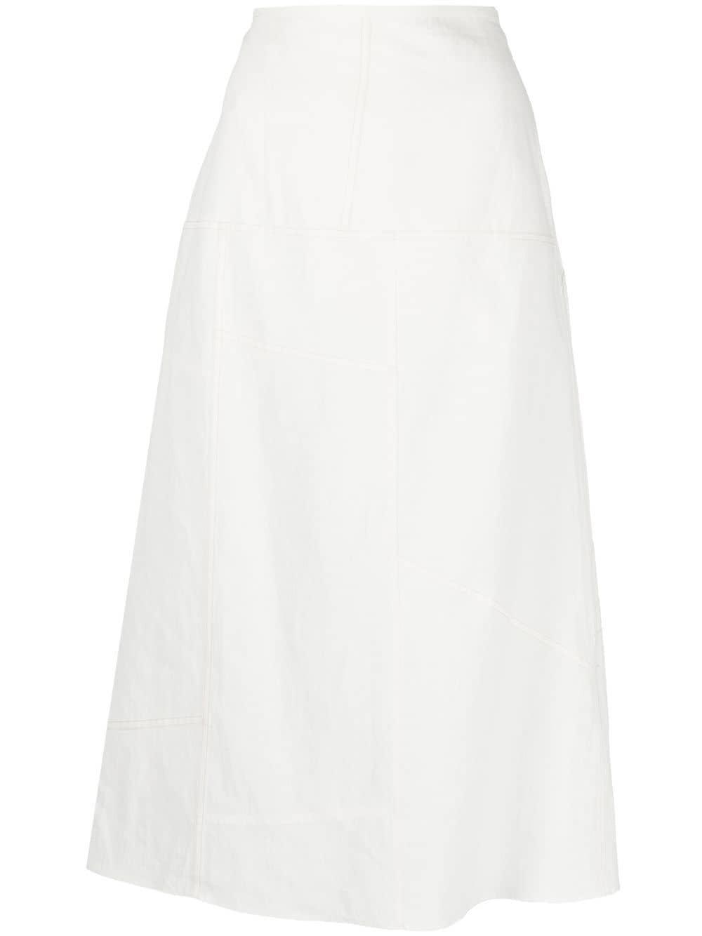 Jil Sander Flared Panelled Midi Skirt in White | Lyst