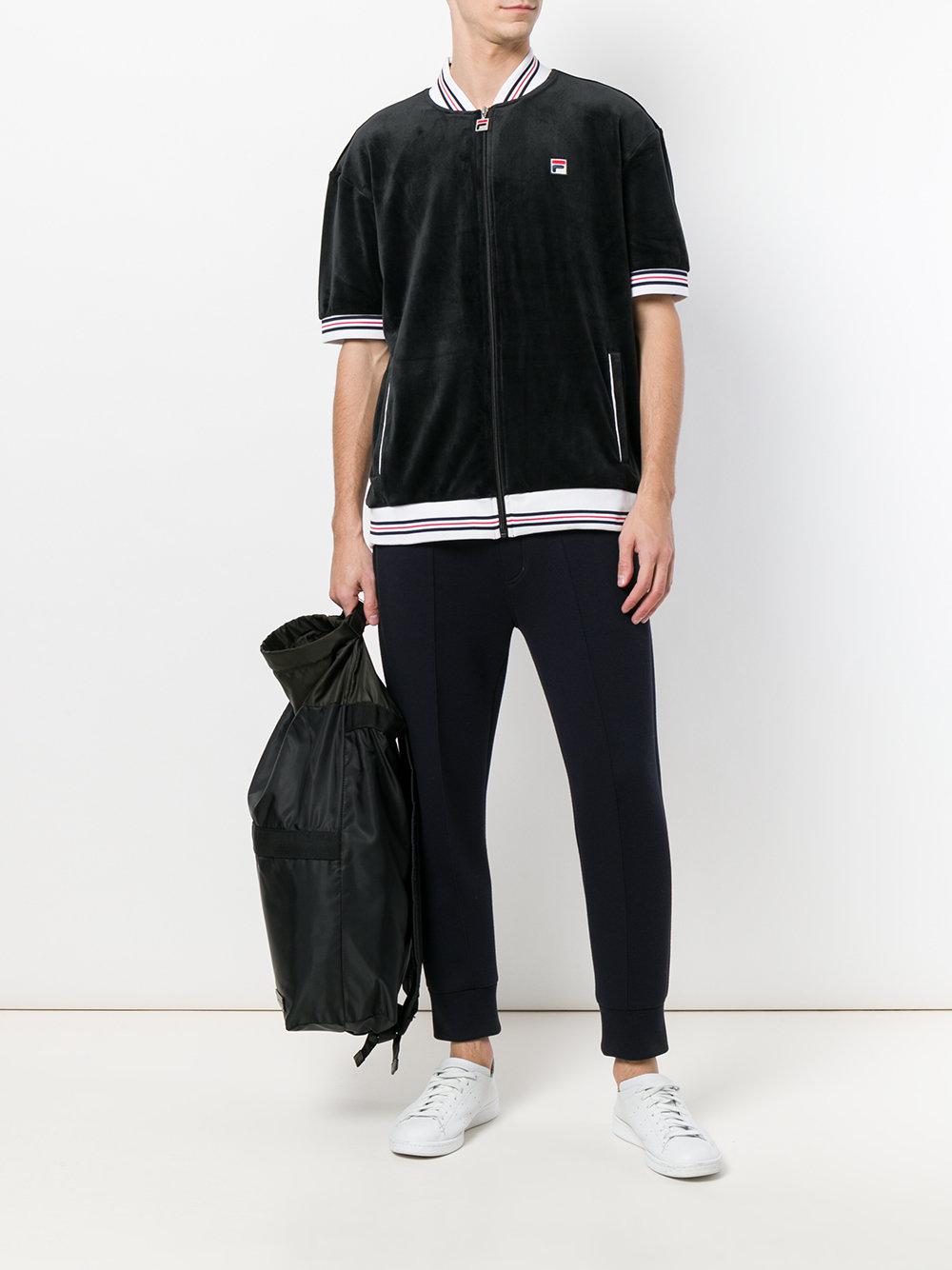 Fila Velour Short Sleeve Track Jacket in Black for Men | Lyst