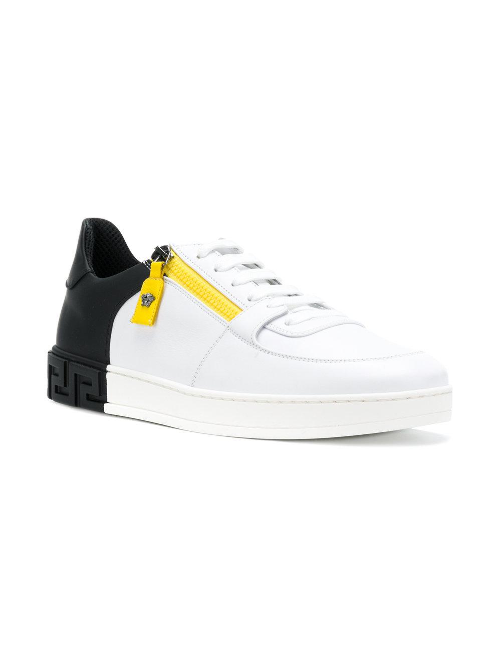 Versace Leather Side Zip Medusa Sneakers in White for Men - Lyst