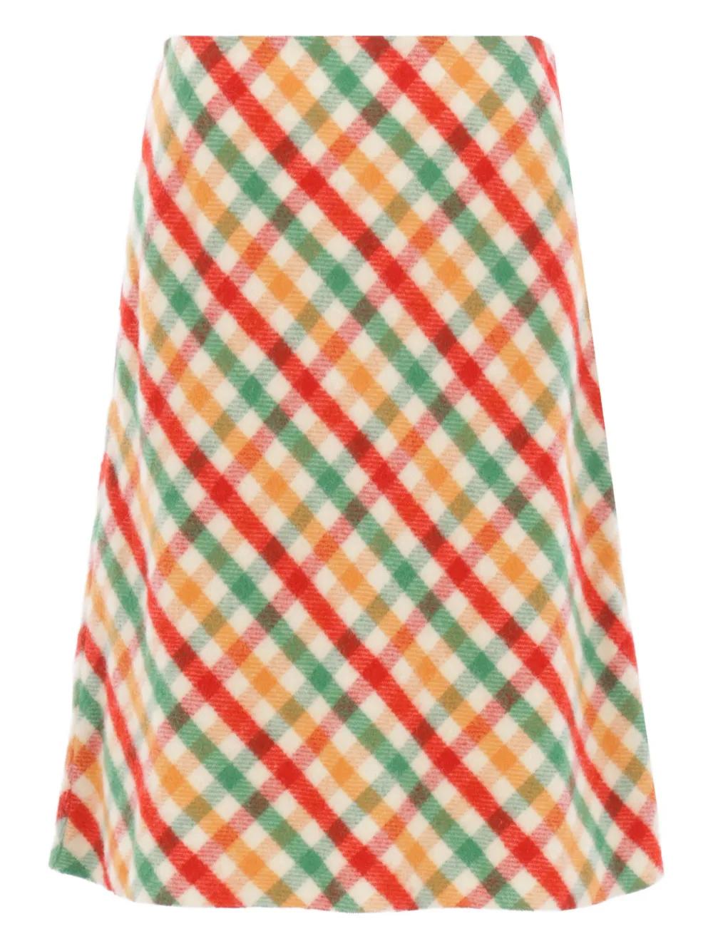 Mini-jupe rouge en laine mélangée à carreaux - Retro, Indie and Unique Fashion