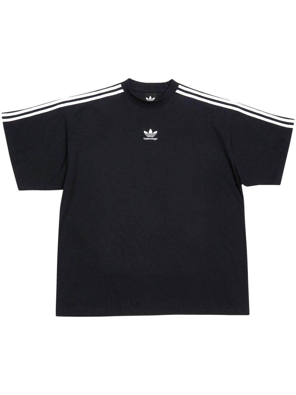 Balenciaga X Adidas Logo-embroidered Short-sleeved T-shirt in Black for Men  | Lyst