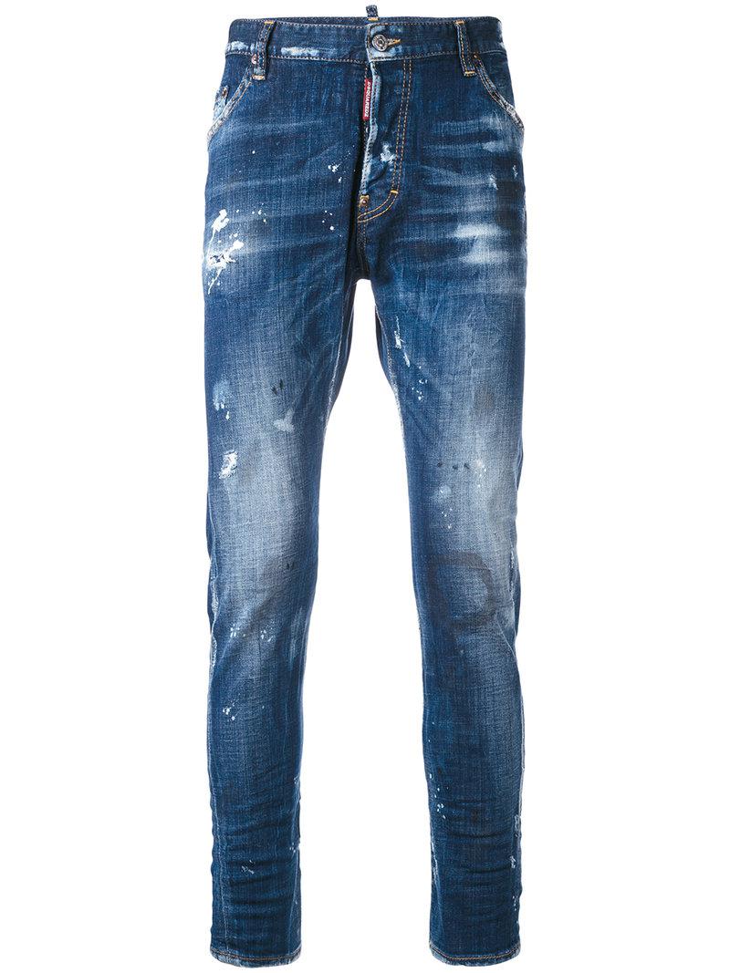 blue splatter jeans