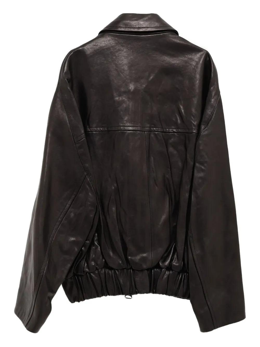 Farfetch Vintage Black Leather Bomber Jacket Vintage Cult 1980