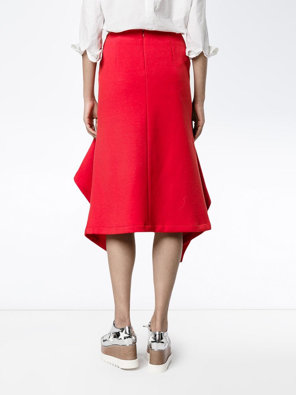 Marni Wool Asymmetric Skirt in Red - Lyst