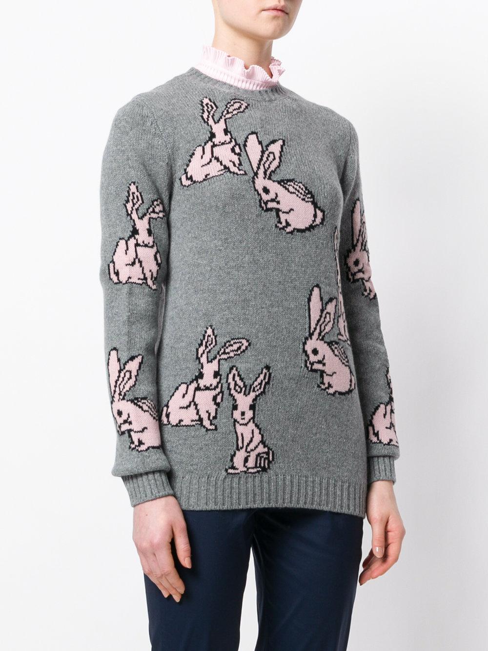 Prada Rabbit Intarsia Jumper in Grey | Lyst Canada