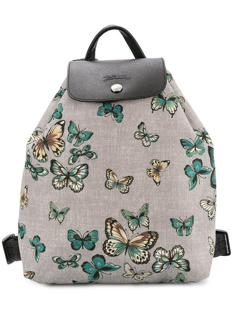 Longchamp Butterfly Print Small Backpack in Gray | Lyst