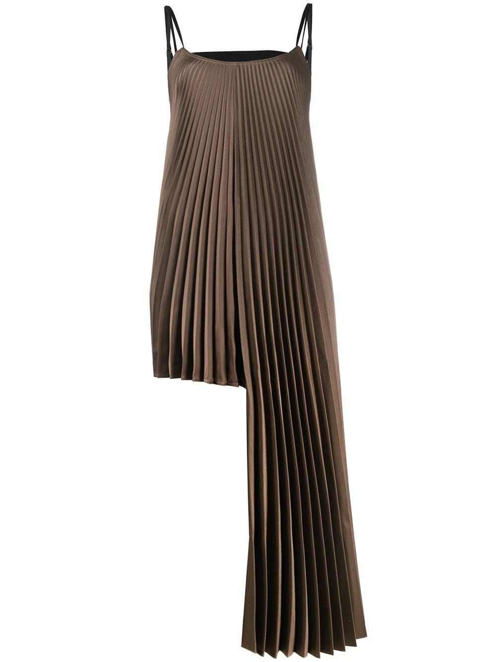 Peter Do Asymmetric Pleated Satin Top in Brown | Lyst
