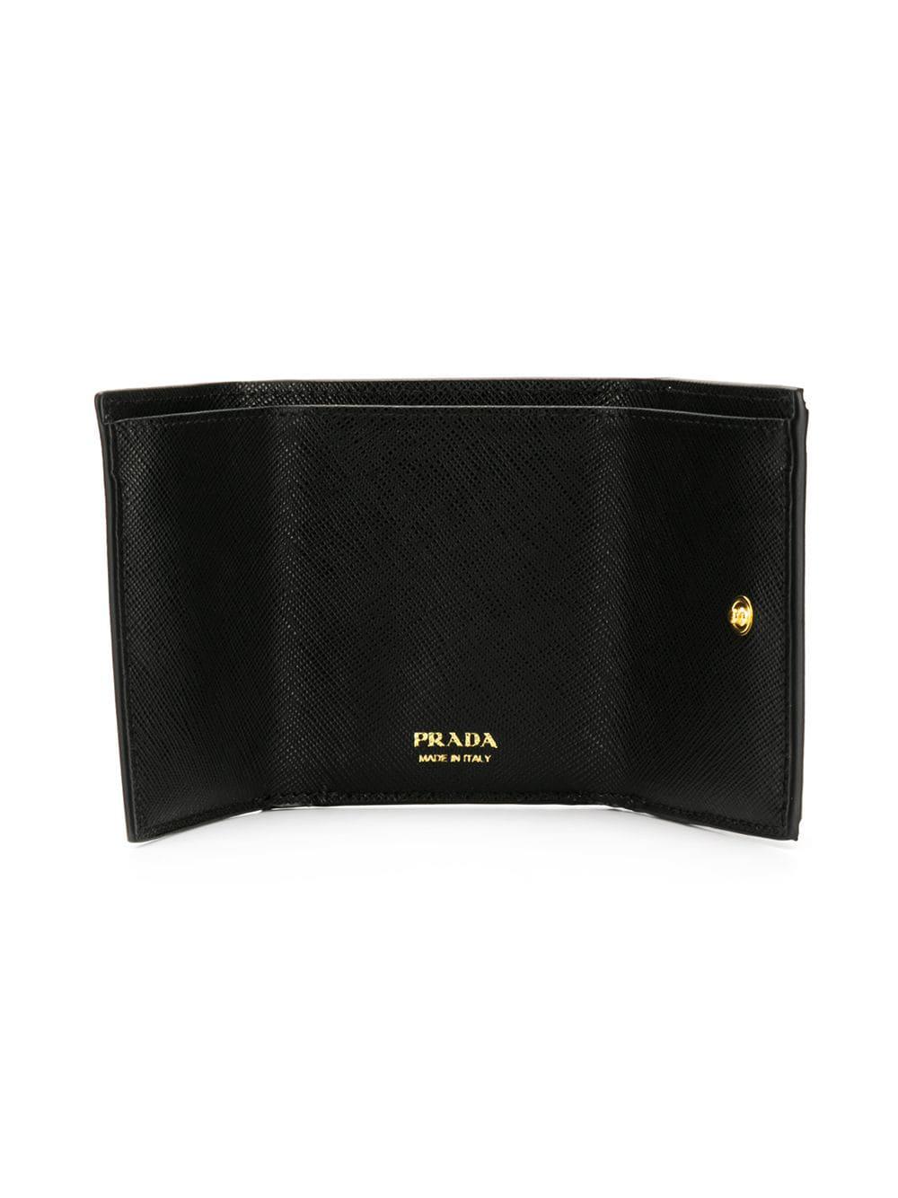 Prada Saffiano Leather Small Wallet in Black - Lyst