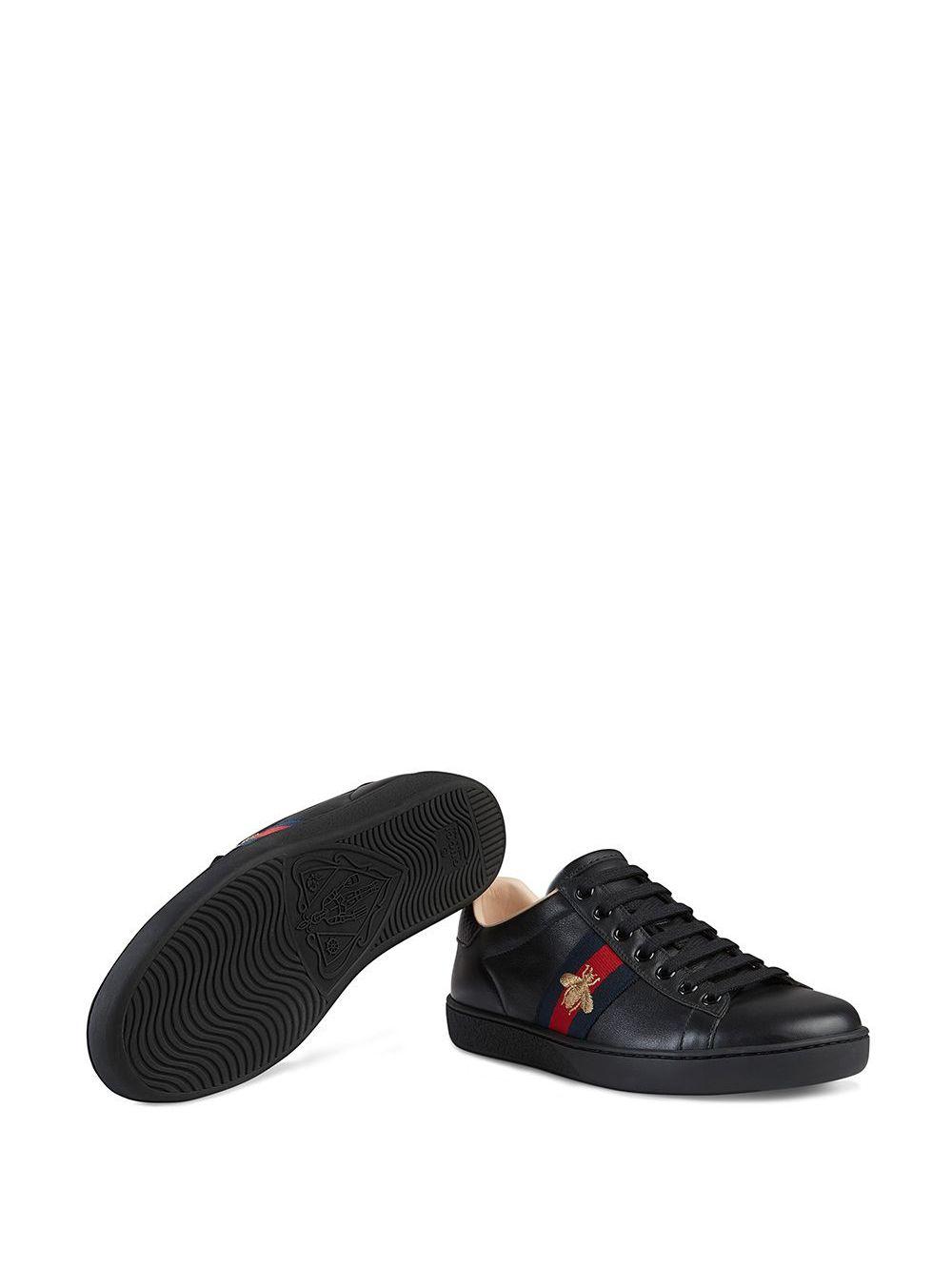 Gucci Leather Ace Embroidered Low-top Sneaker in Black for Men - Lyst