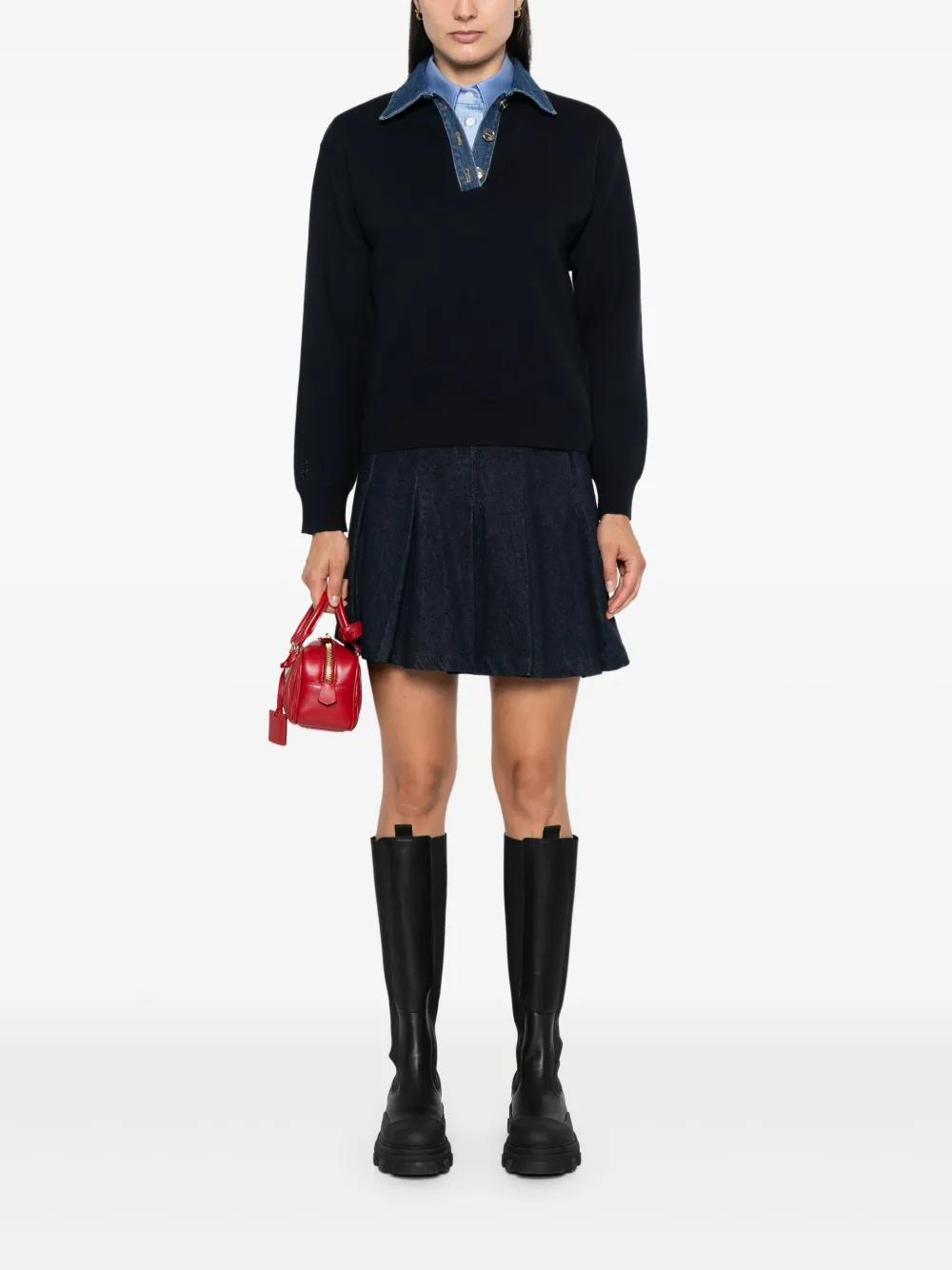 Sandro Denim-Detailed Polo Shirt in Blue Lyst