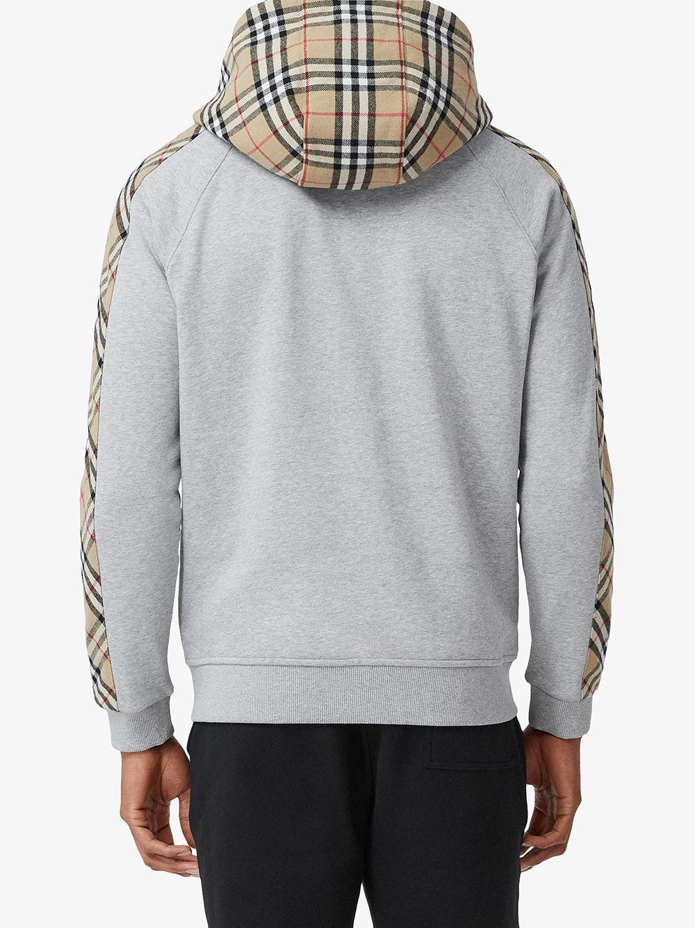Burberry Vintage Check Panel Zipped Hoodie in Gray for Men | Lyst