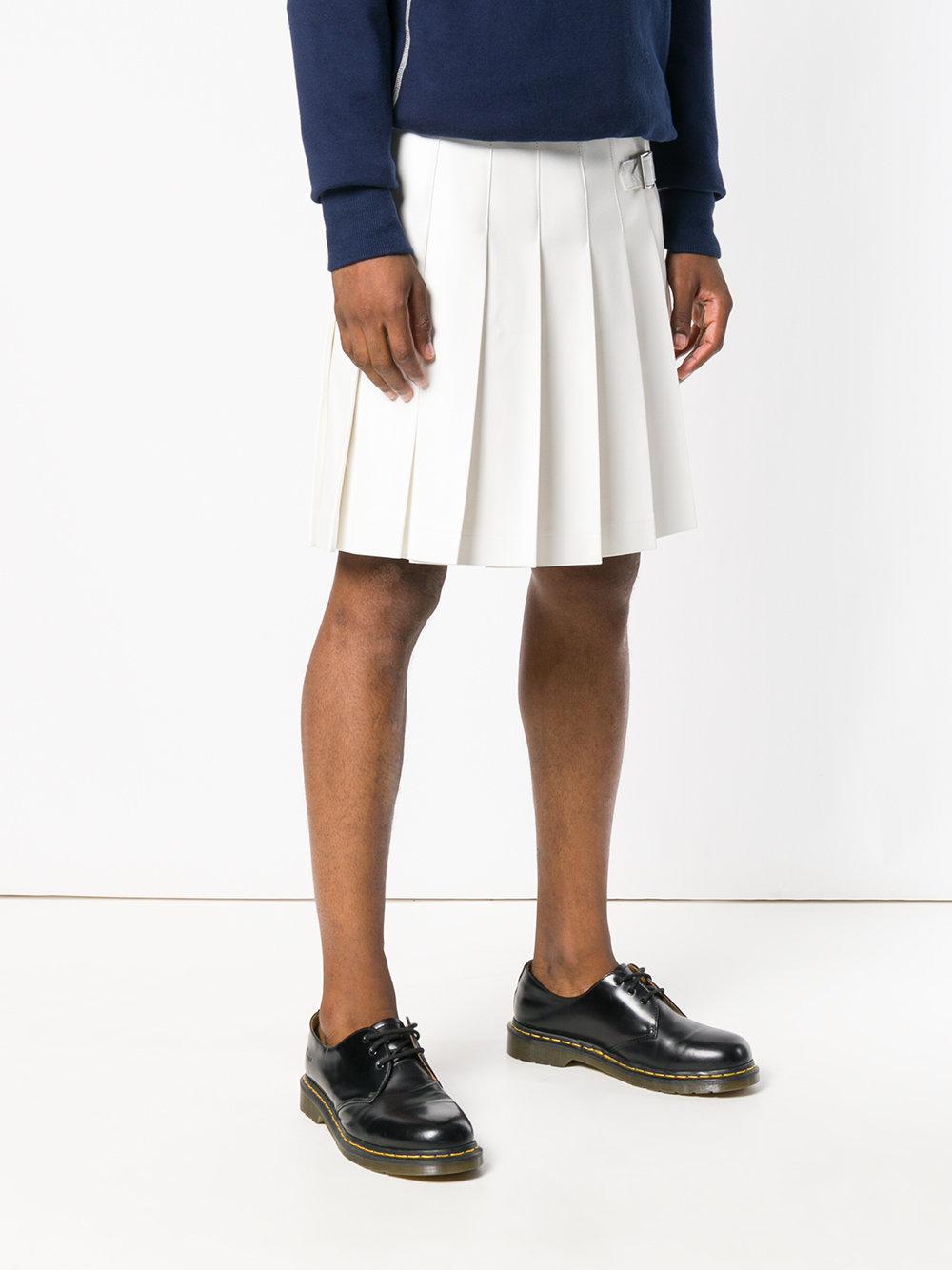 Comme des Garçons Leather Pleated Short Skirt in White for Men - Lyst