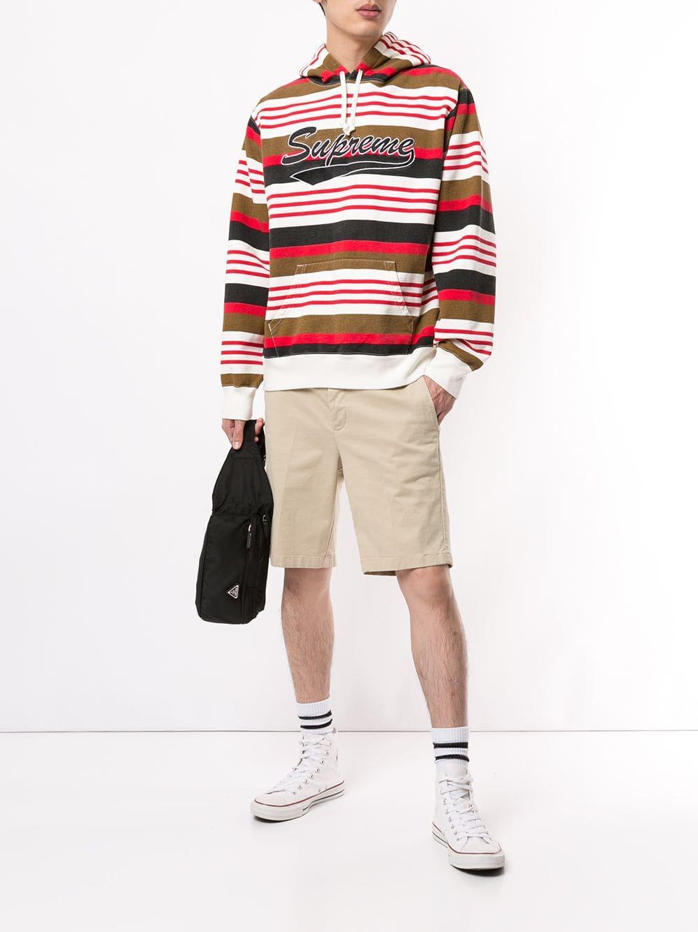 Supreme Striped Hooded Sweatshirt in Red for Men | Lyst