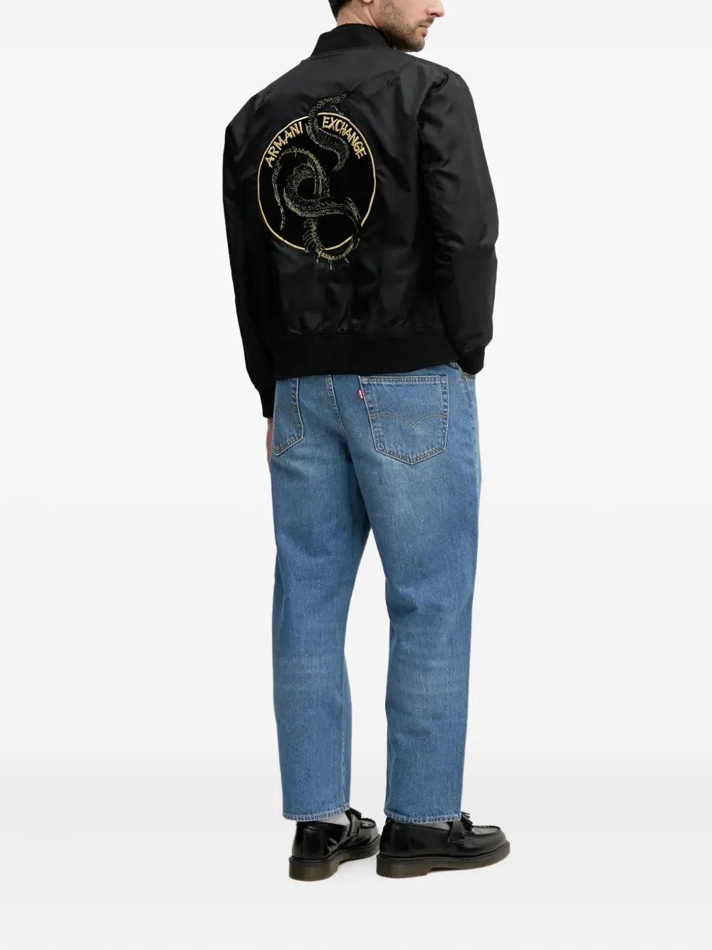 ARMANI EXCHANGE Embroidered-Snake Reversible Bomber Jacket in