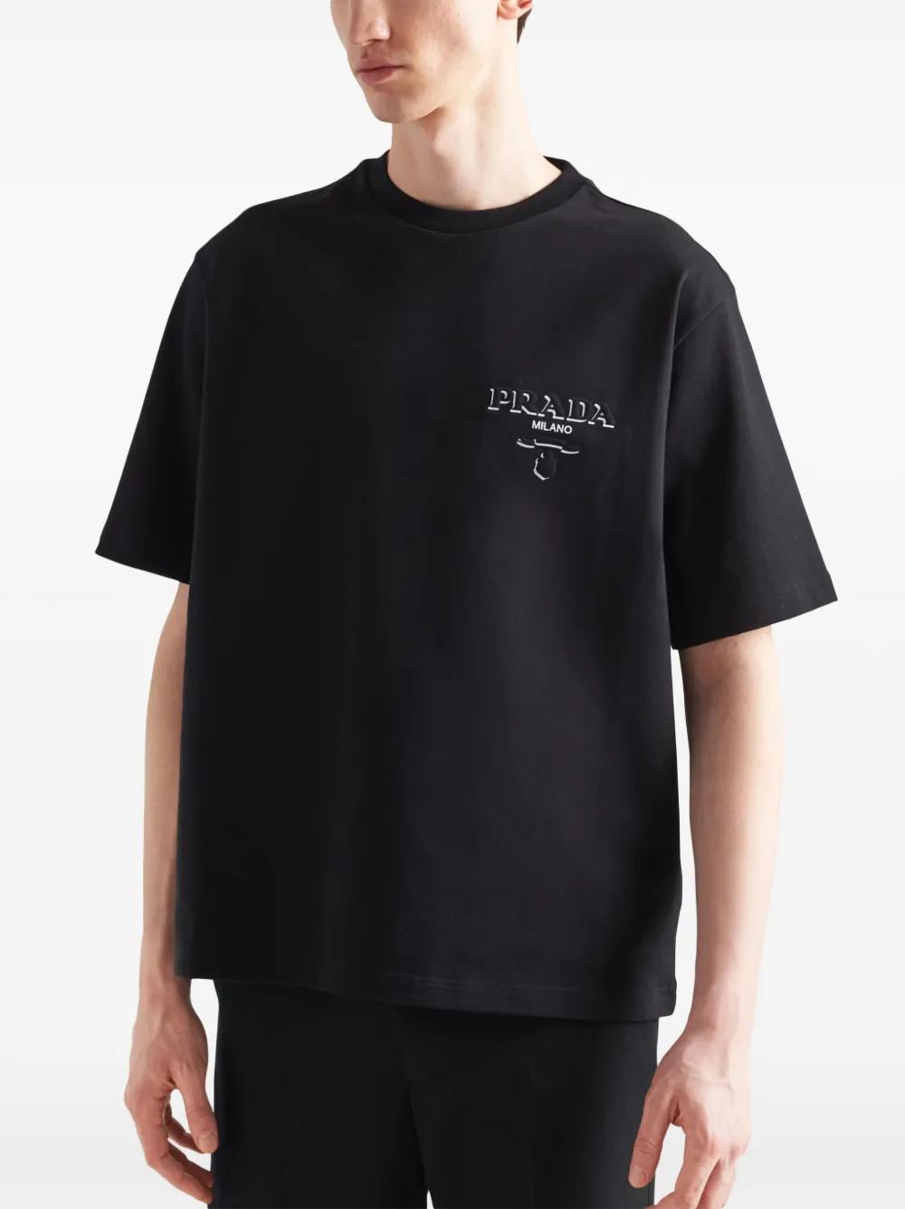 Prada Cotton Logo T-shirt in Black for Men | Lyst
