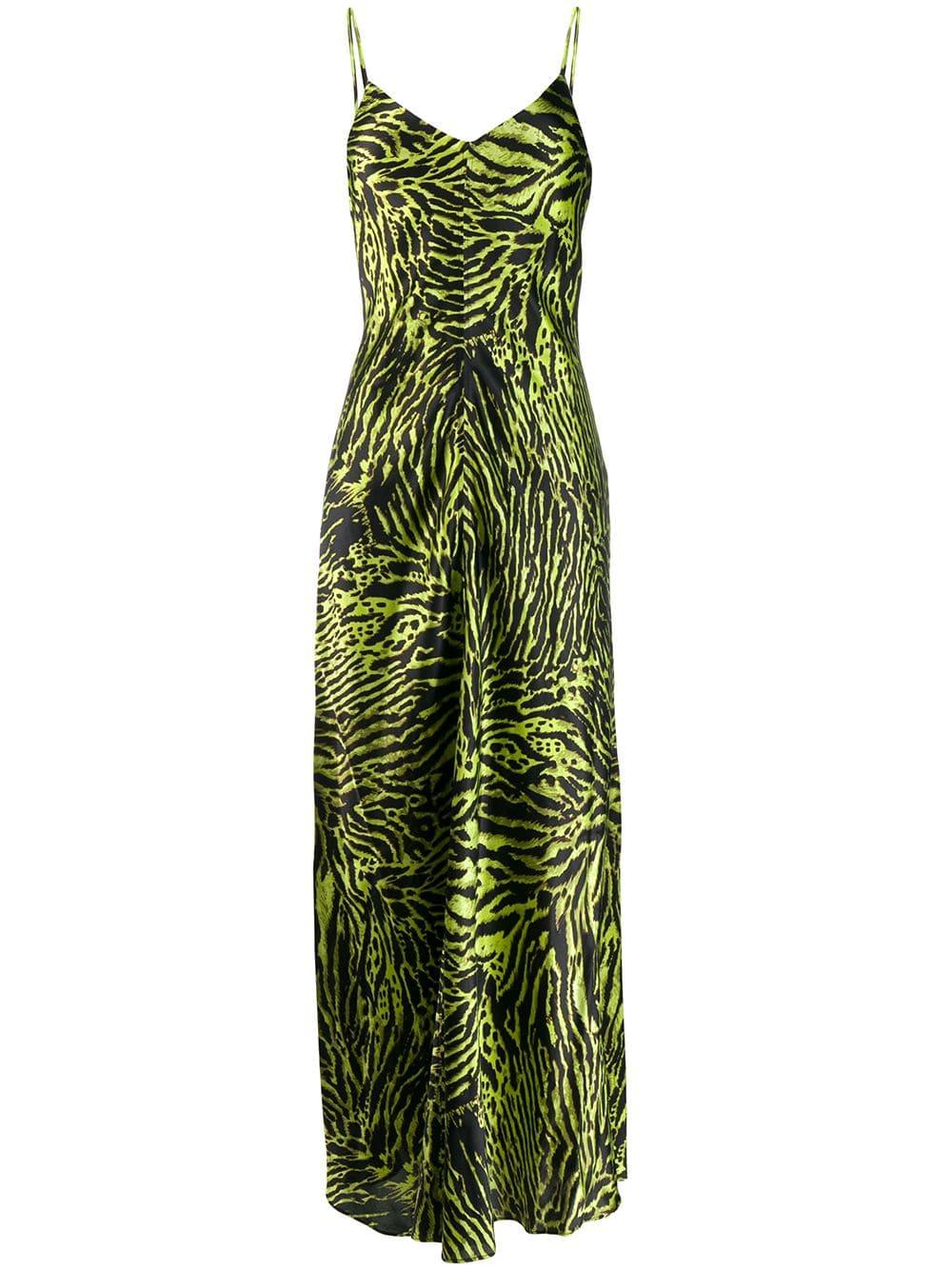 green tiger dress Oversized Plisse Shirt Dress in Green Tiger Tales Print -Lala Original XS main image 1